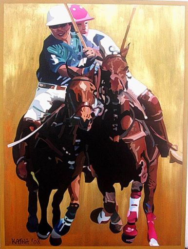 Two Poloplayer fighting 125 x 110